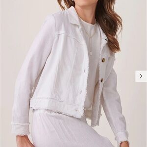 White Linen Frayed edge Jacket